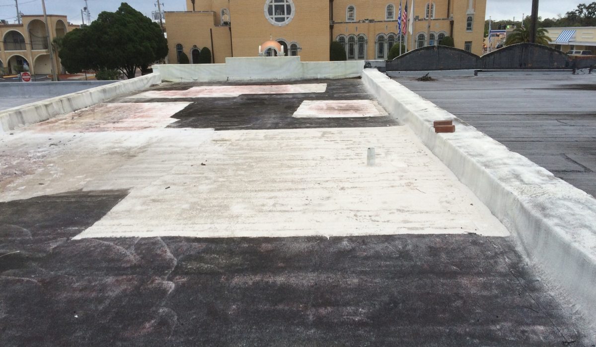 This flat roof may be in need of repair.