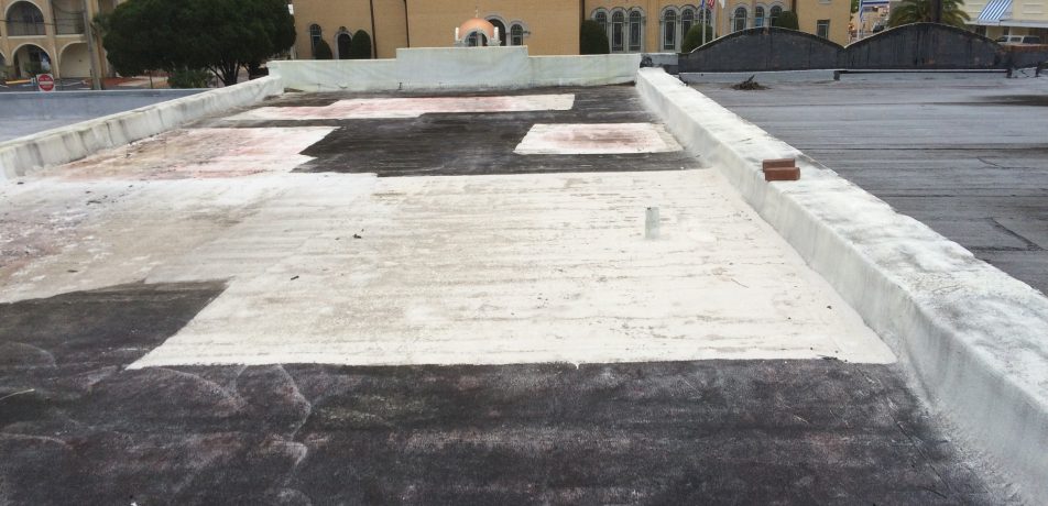 This flat roof may be in need of repair.